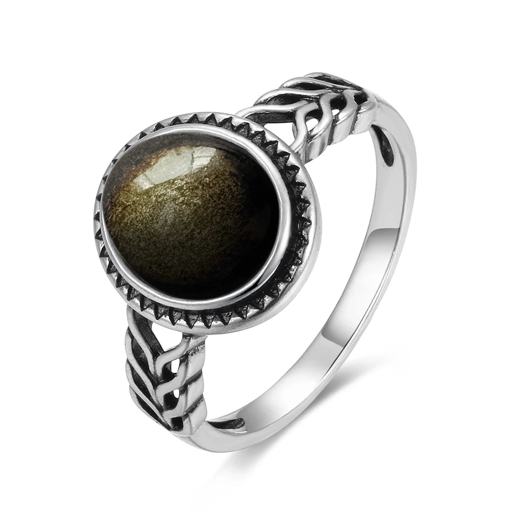 Anillo Obsidiana Negra & Plata 925