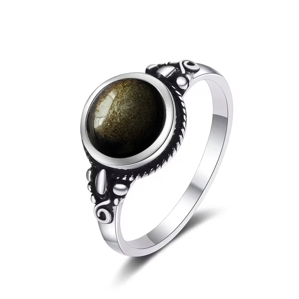 Anillo Obsidiana Negra & Plata 925