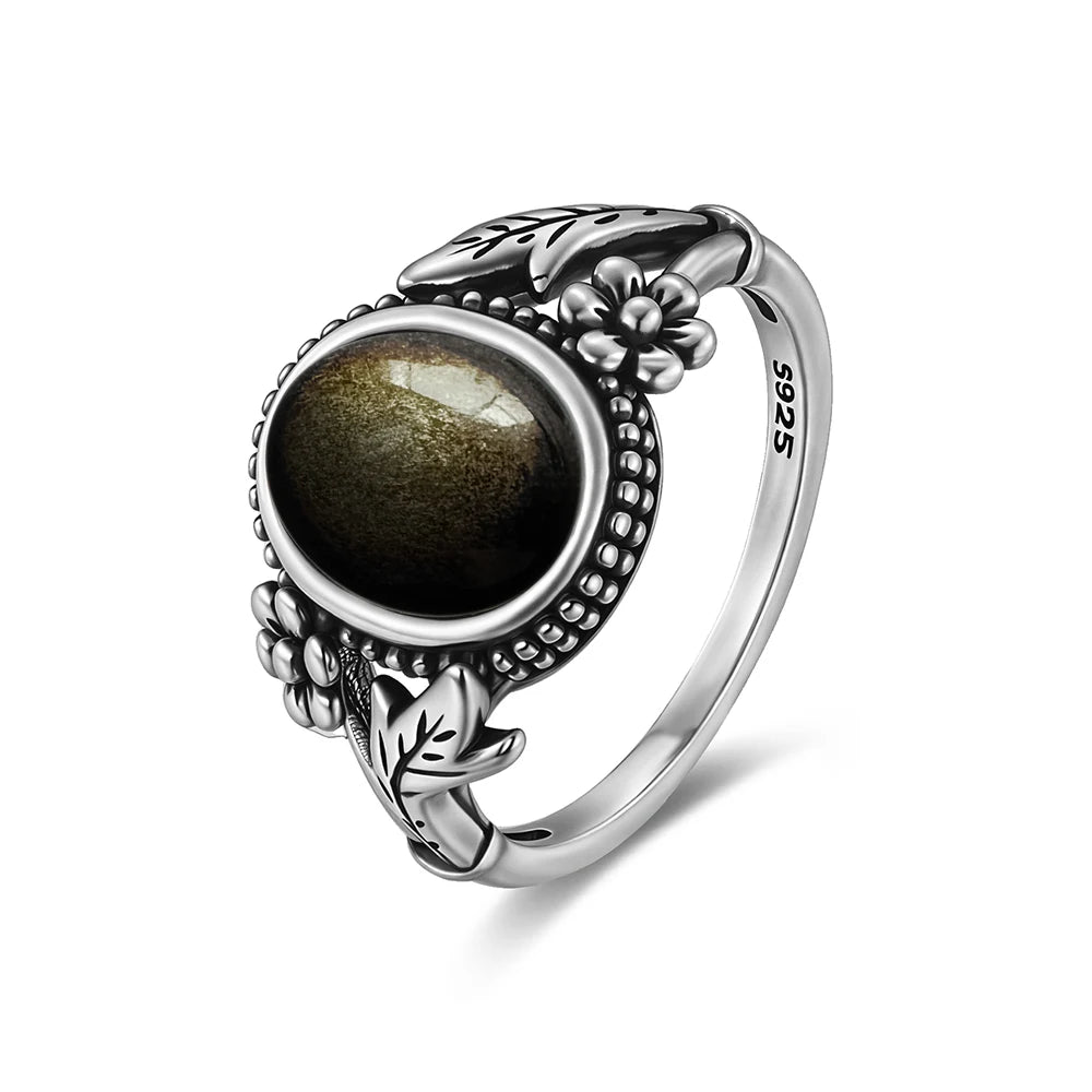 Anillo Obsidiana Negra & Plata 925