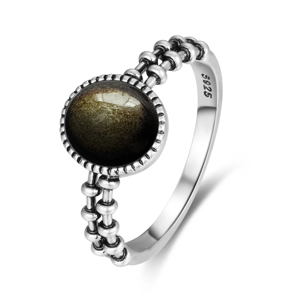 Anillo Obsidiana Negra & Plata 925
