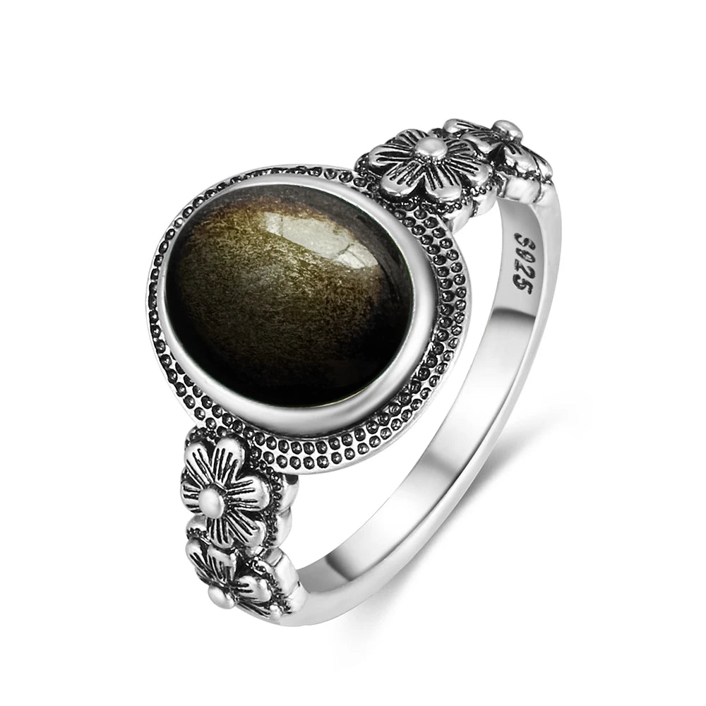 Anillo Obsidiana Negra & Plata 925