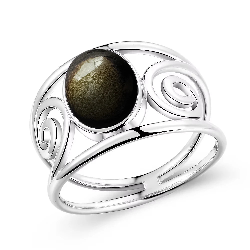 Anillo Obsidiana Negra & Plata 925