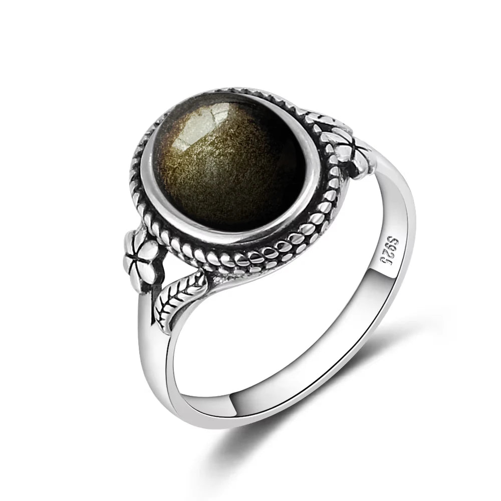 Anillo Obsidiana Negra & Plata 925