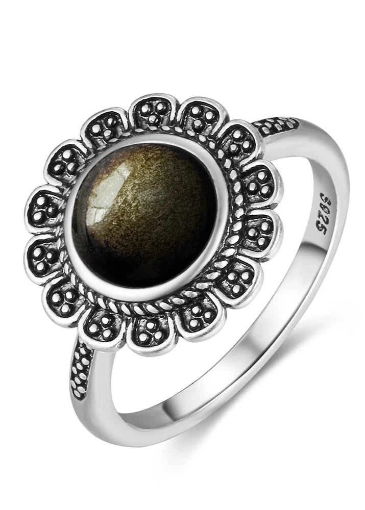 Anillo Obsidiana Negra & Plata 925