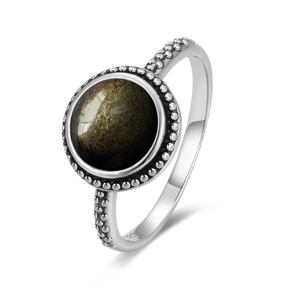 Anillo Obsidiana Negra & Plata 925
