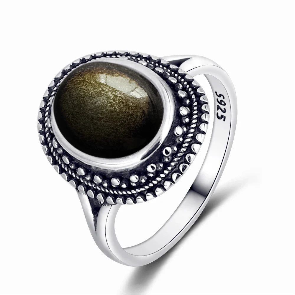 Anillo Obsidiana Negra & Plata 925