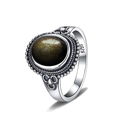 Anillo Obsidiana Negra & Plata 925