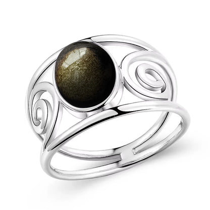 Anillo Obsidiana Negra & Plata 925