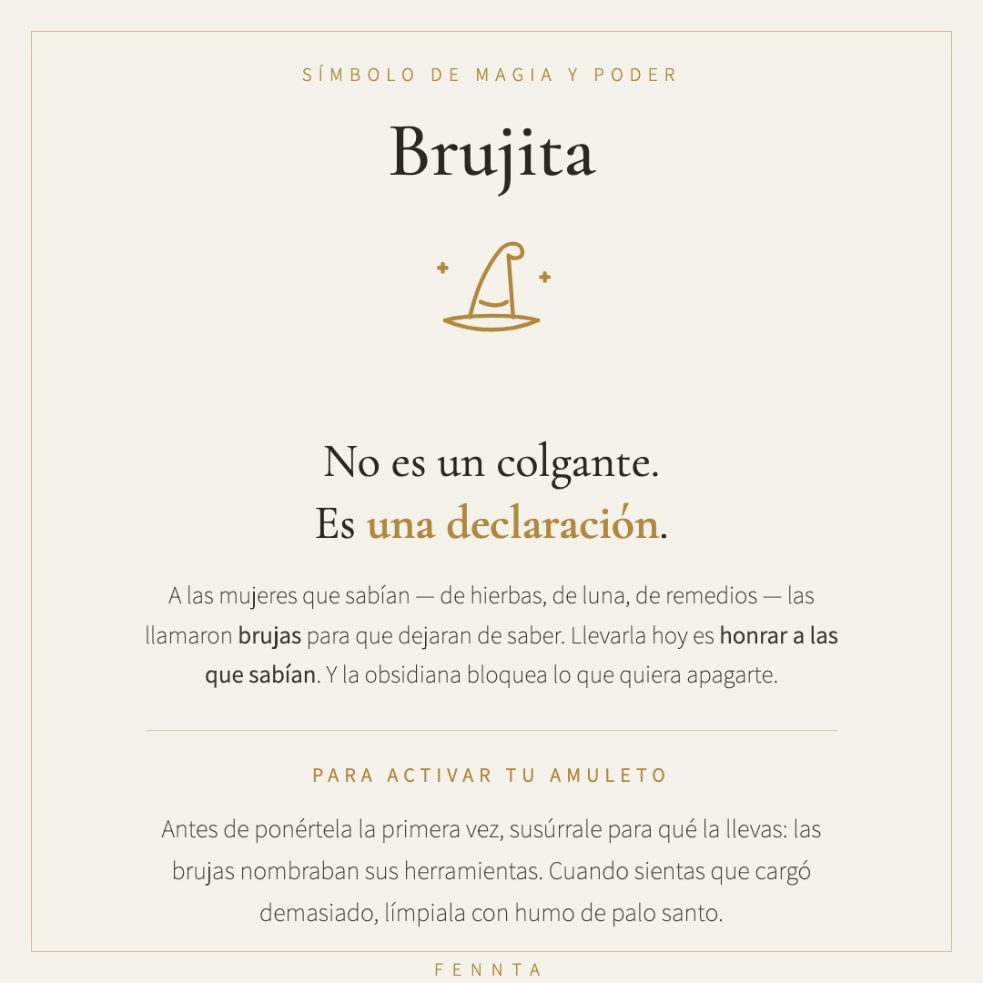 Brujita: no es un colgante, es una declaración — significado del símbolo de magia y ritual de activación del amuleto con obsidiana